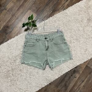 Urban Outfitters Sage Green Frayed Hem Denim Shorts